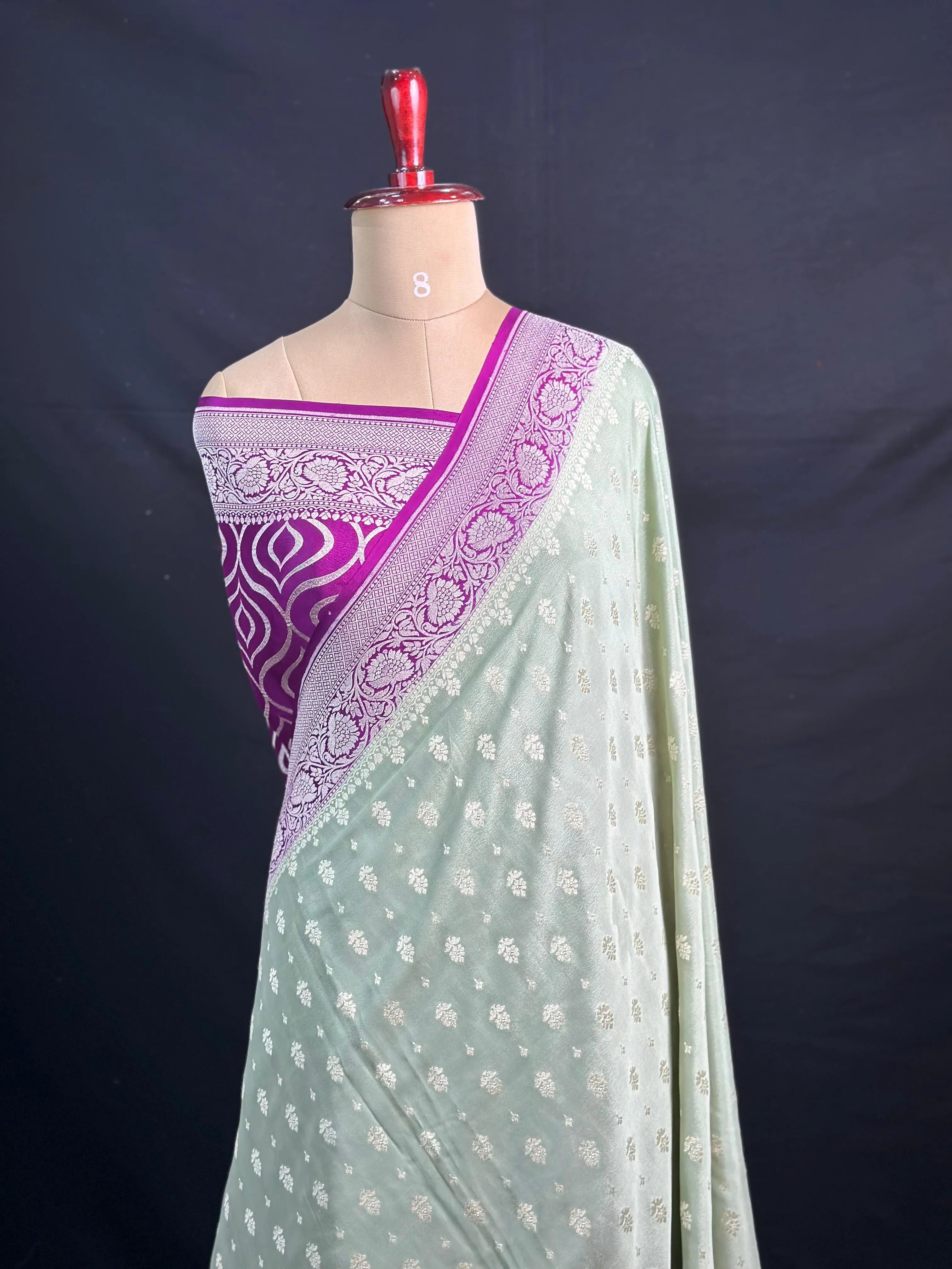Noor-e-Banaras Pure Crêpe Silver Zari Weave