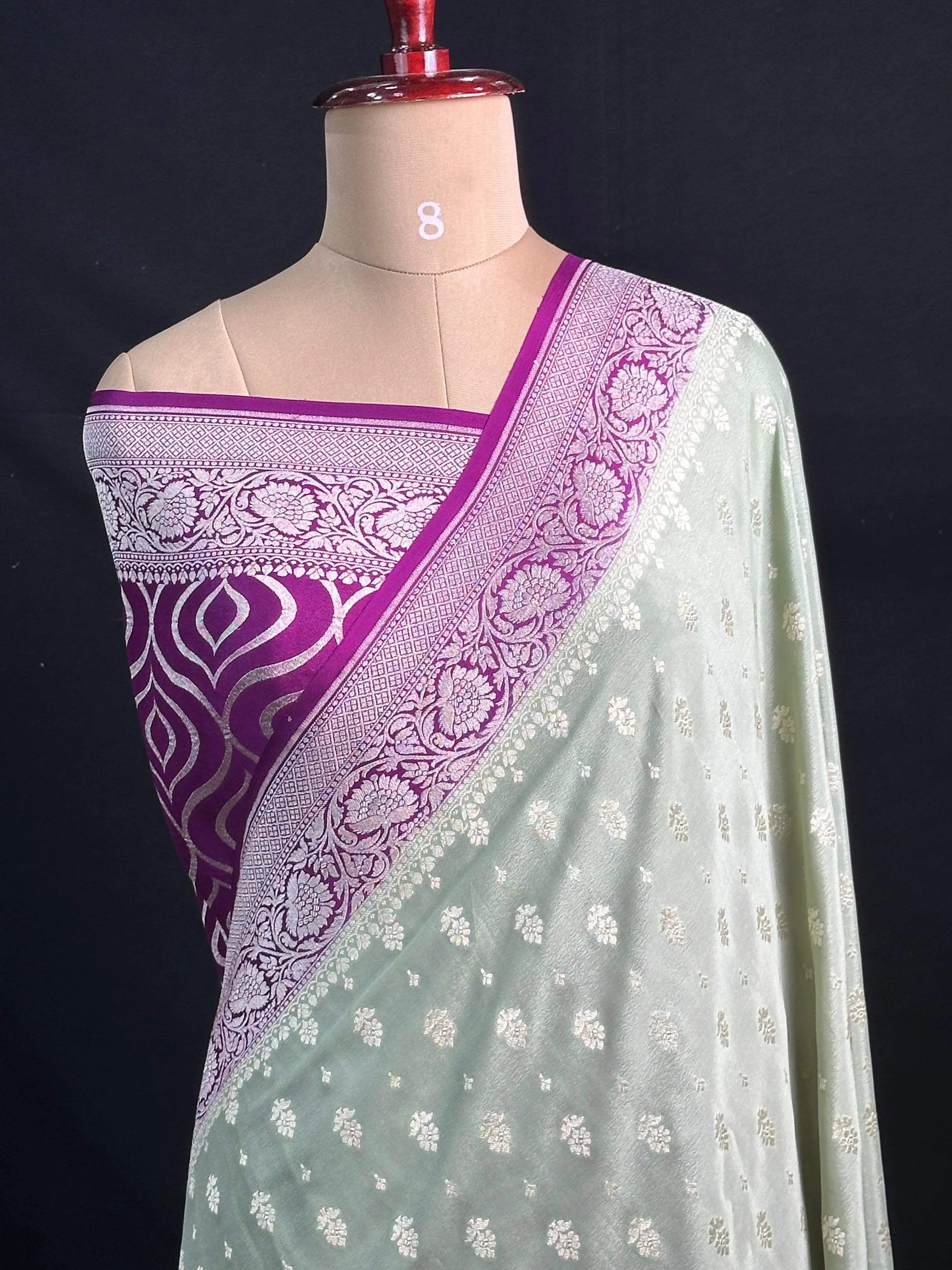 Noor-e-Banaras Pure Crêpe Silver Zari Weave