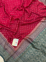 Designer 3D Pattern Pure Banarasi Crepe Silk Saree