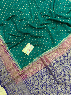 Designer 3D Pattern Pure Banarasi Crepe Silk Saree