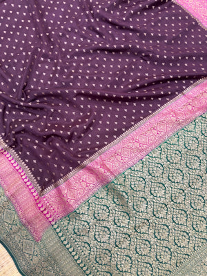 Designer 3D Pattern Pure Banarasi Crepe Silk Saree