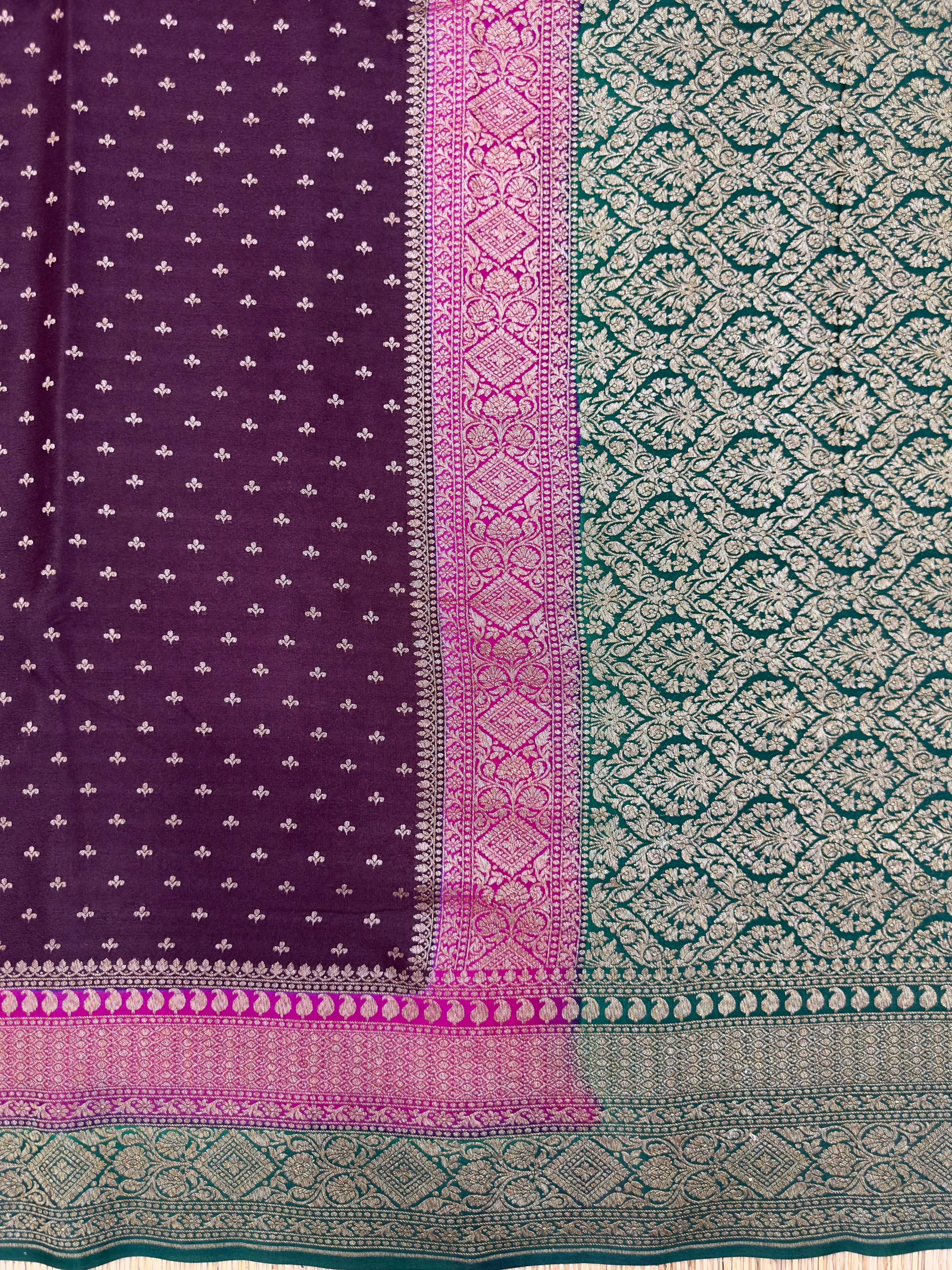 Designer 3D Pattern Pure Banarasi Crepe Silk Saree