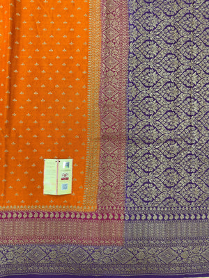 Designer 3D Pattern Pure Banarasi Crepe Silk Saree