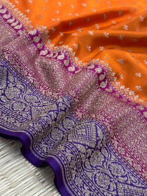 Designer 3D Pattern Pure Banarasi Crepe Silk Saree
