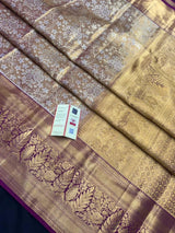 Handwoven Pure Kanchi Tussar Silk Saree with Rich Zari Elegance-Pure Chanda Silk 