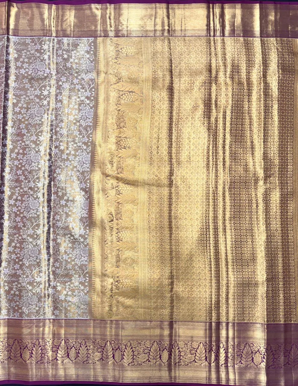 Handwoven Pure Kanchi Tussar Silk Saree with Rich Zari Elegance-Pure Chanda Silk 
