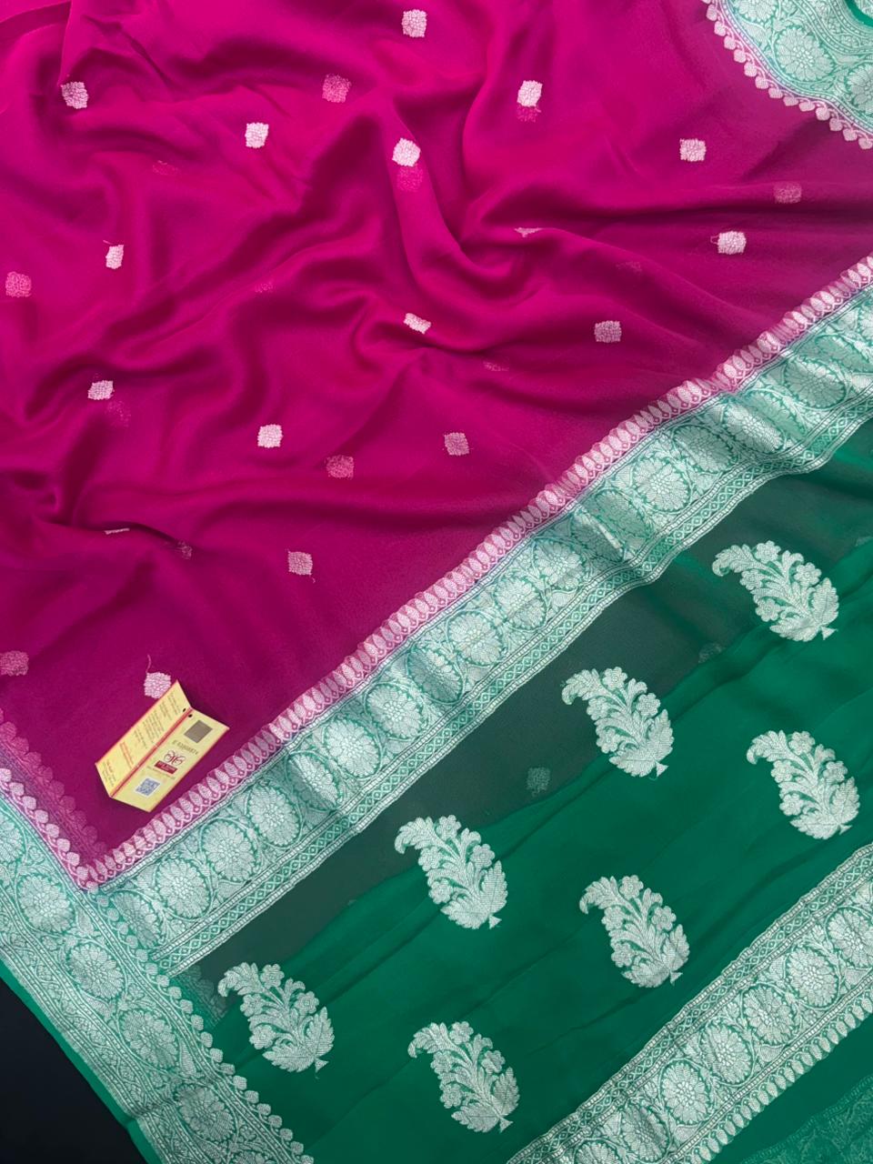 Banarasi Pure Khaddi Chiffon Saree