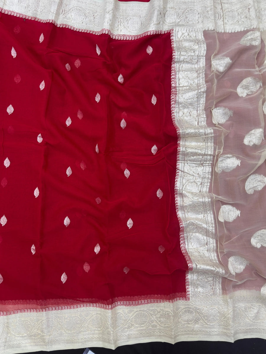 Banarasi Pure Khaddi Chiffon Saree – Perfect for Weddings & Festive Wear
