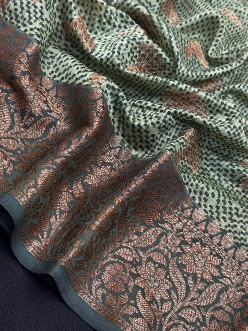 “Pure Chinya Silk Saree with Elegant Designer Border – Traditional & Luxurious” (Pure Chinya Silk H)