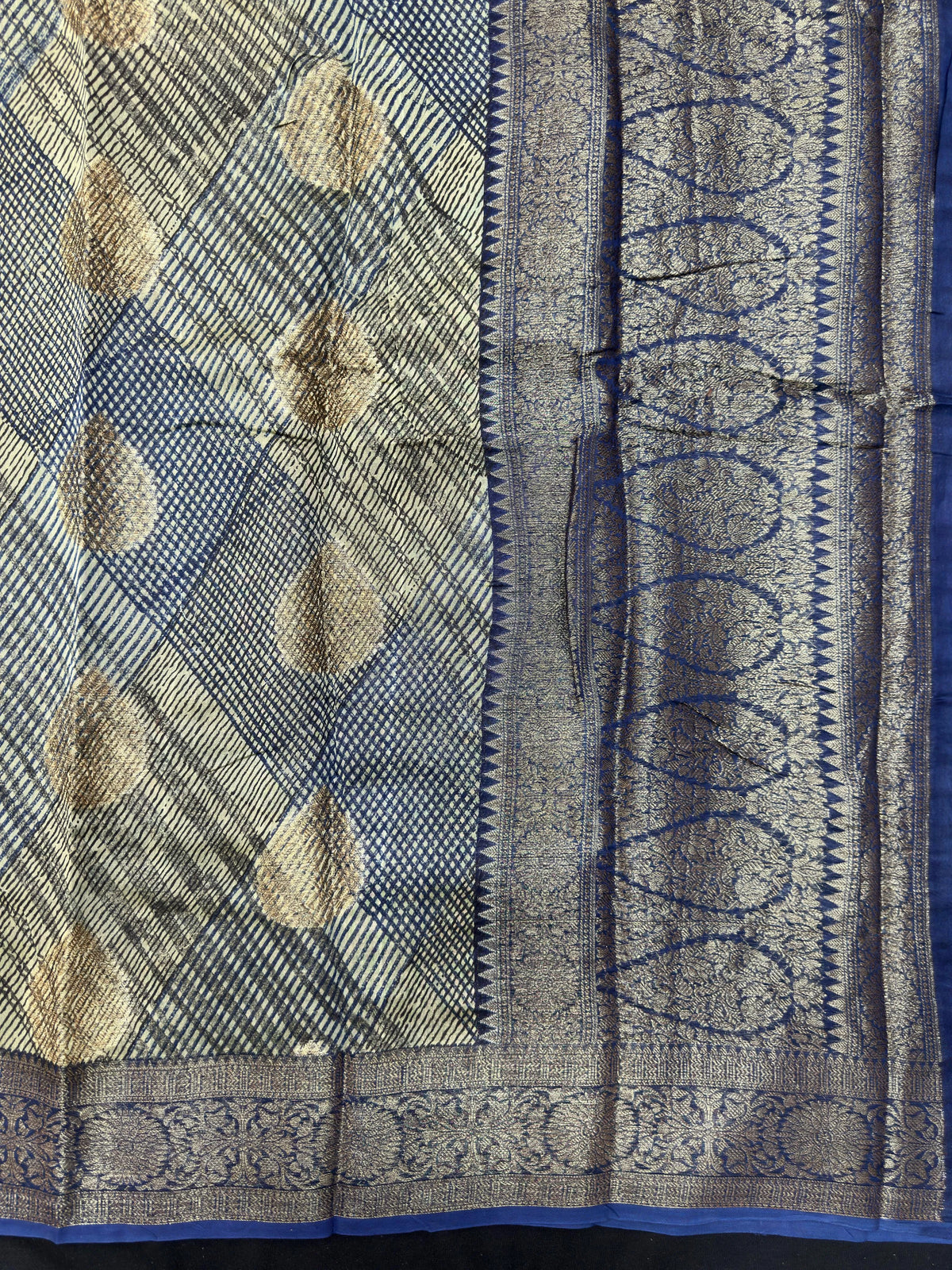"Sleek Pure Chinya silk saree with intricate detailing, ideal for festive and wedding occasions, showcasing elegance and classic style."