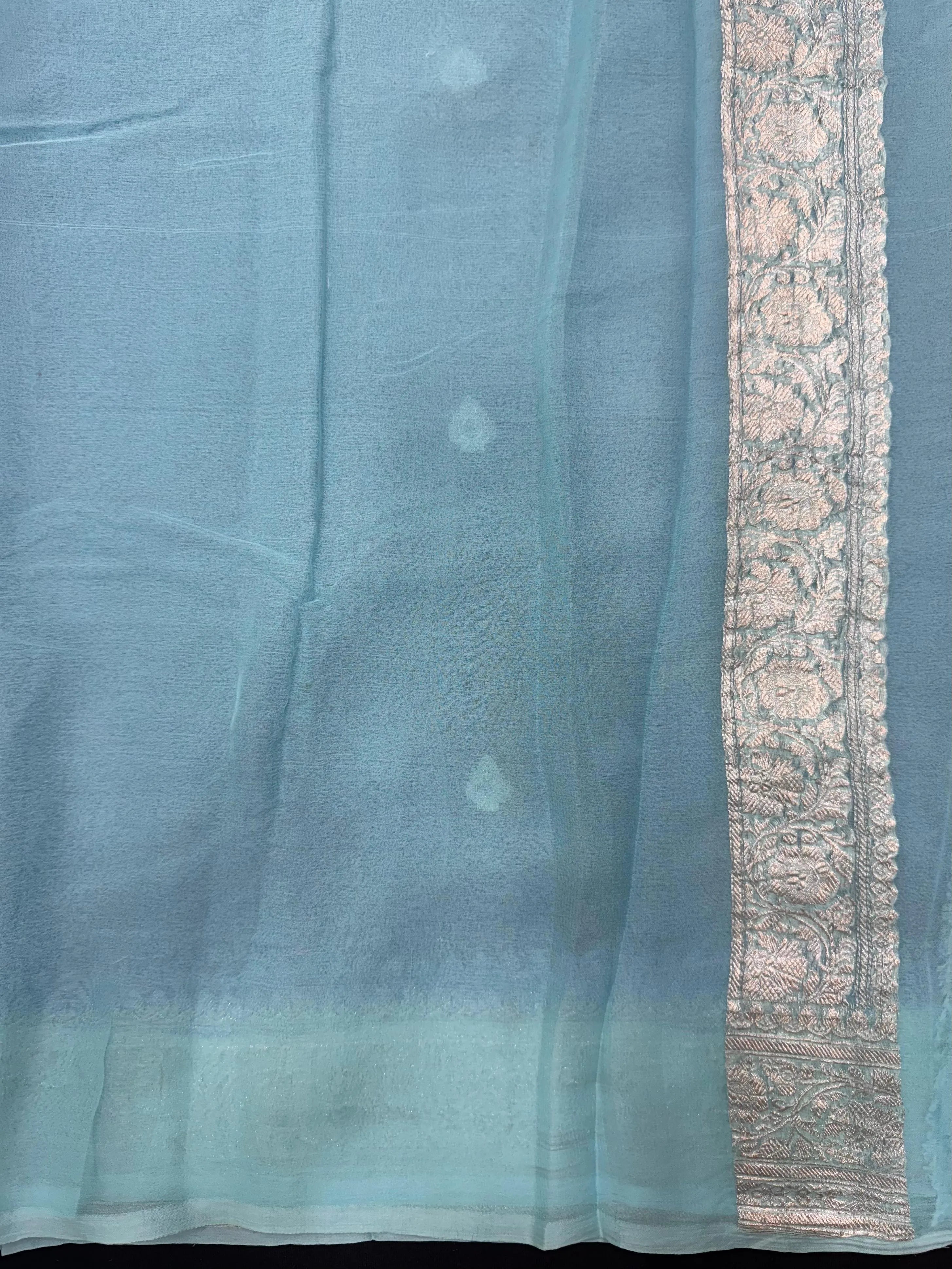 Pure Khaddi Chiffon Contrast Saree – Soft Drape & Bold Borders