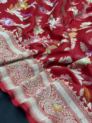 Timeless Beauty Pure Kataan Silk Saree in Elegant Weave- Pure Katan Patola Tilfi