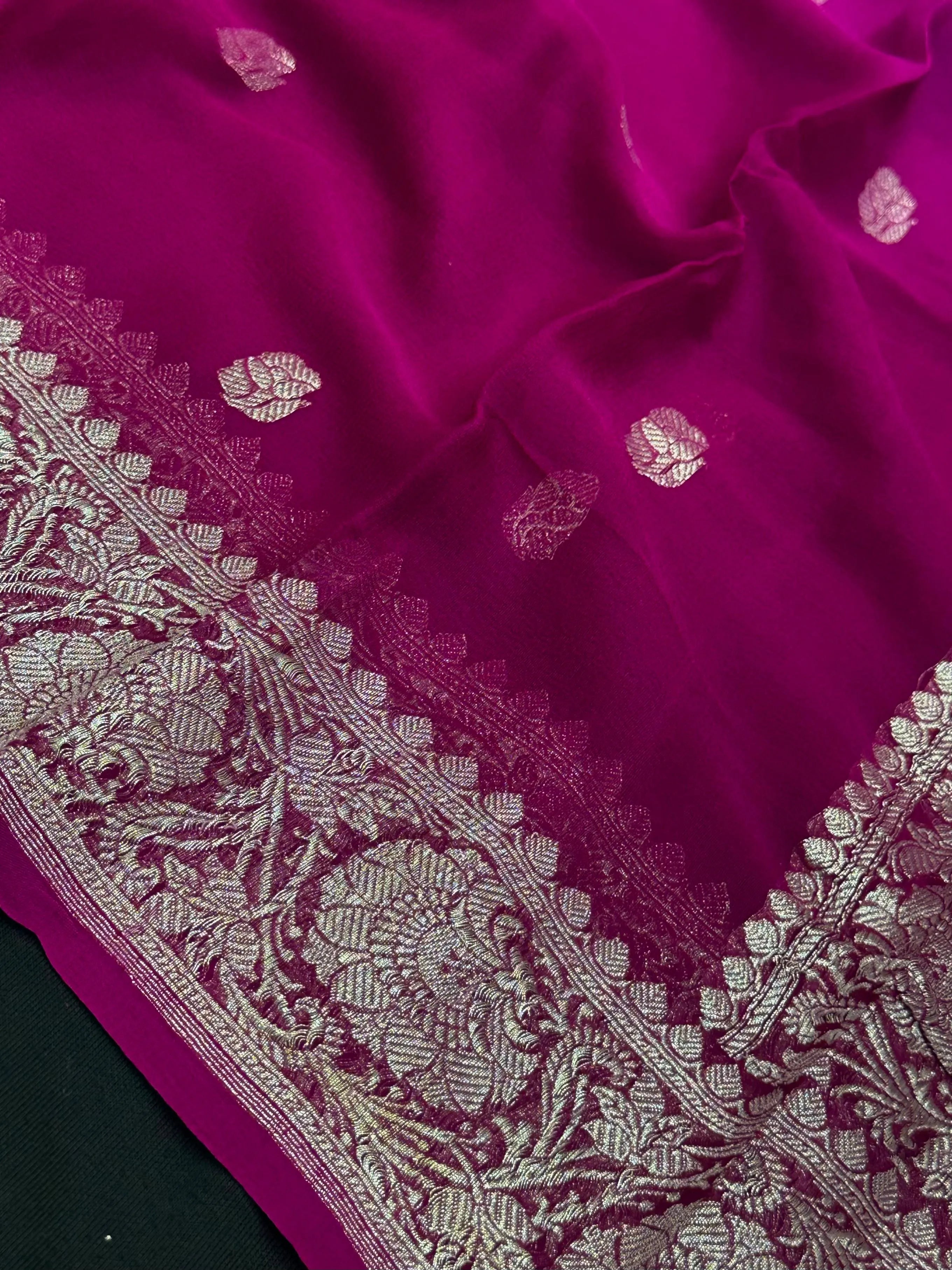 Banarasi Pure Khaddi Chiffon Saree 