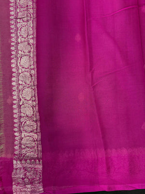 Woman draped in a Handloom Pure Khaddi Chiffon Silk Saree with golden zari work – traditional Indian ethnic wear