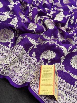 Charming Pure Georgette Silk Saree with Smooth Texture-Pure Khaddi Georgette 