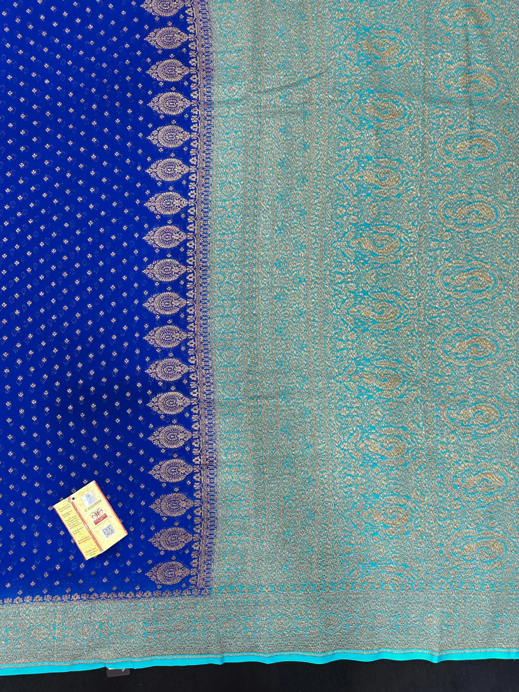 Pure Khaddi Georgette saree with handwoven zari detailing – perfect for festive and bridal wear
