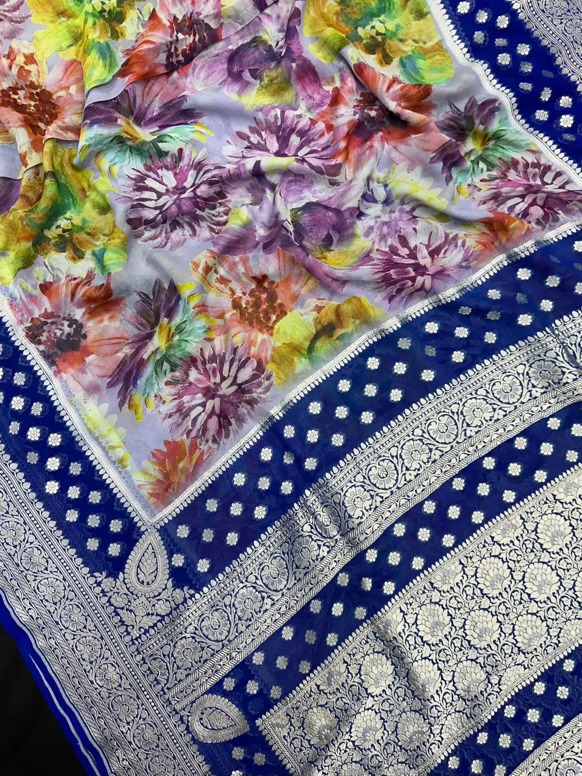 Pure Khaddi Georgette Saree – Handcrafted Luxury with Zari Elegance