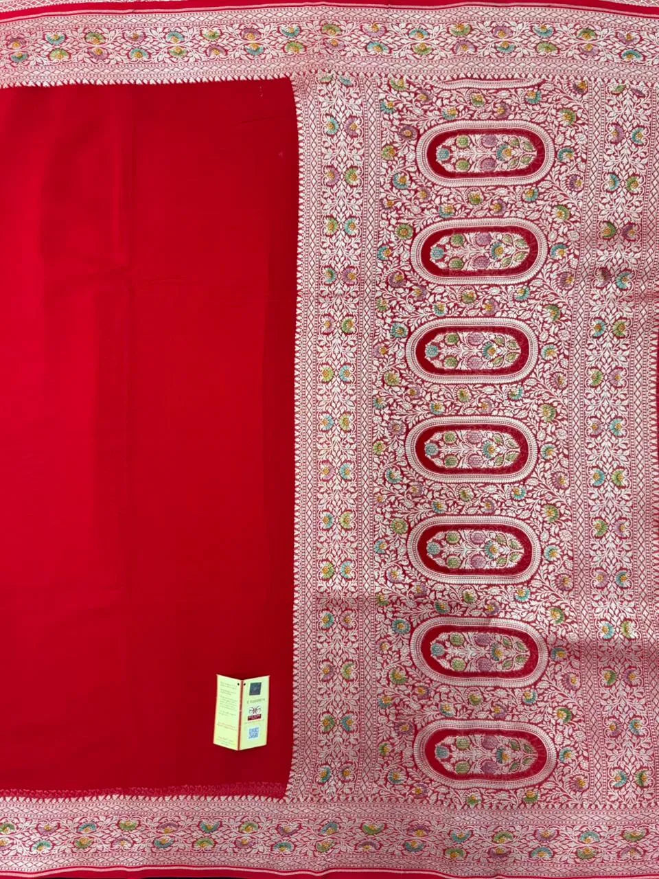 Pure Khaddi Georgette Plain Meena Saree – Elegant Weave with Subtle Zari Charm 