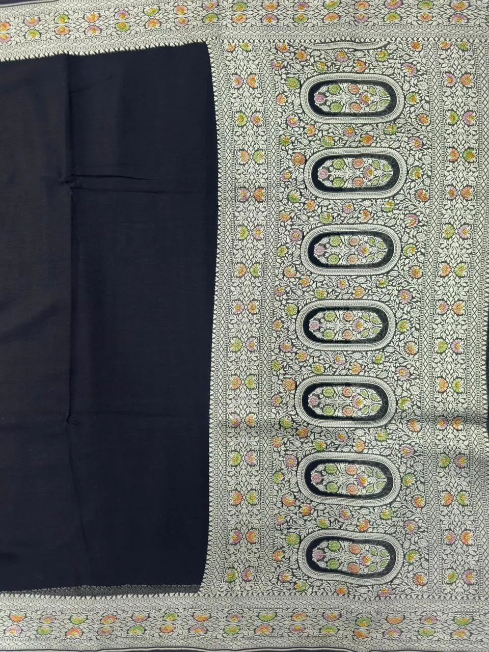 Pure Khaddi Georgette Plain Meena Saree – Elegant Weave with Subtle Zari Charm 