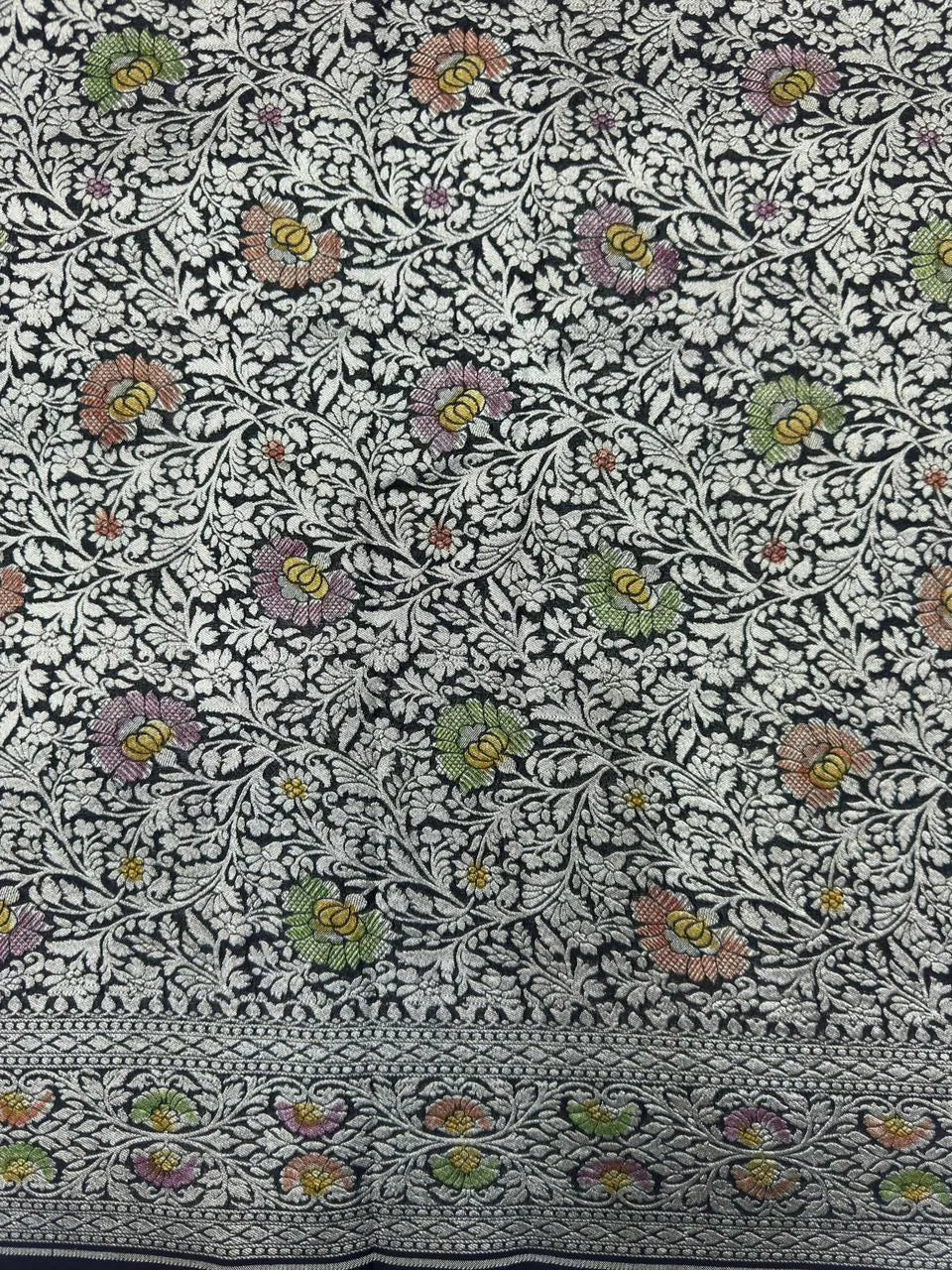 Pure Khaddi Georgette Plain Meena Saree – Elegant Weave with Subtle Zari Charm 