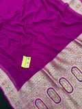 Pure Khaddi Georgette Plain Meena Saree – Elegant Weave with Subtle Zari Charm 