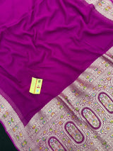 Pure Khaddi Georgette Plain Meena Saree – Elegant Weave with Subtle Zari Charm 