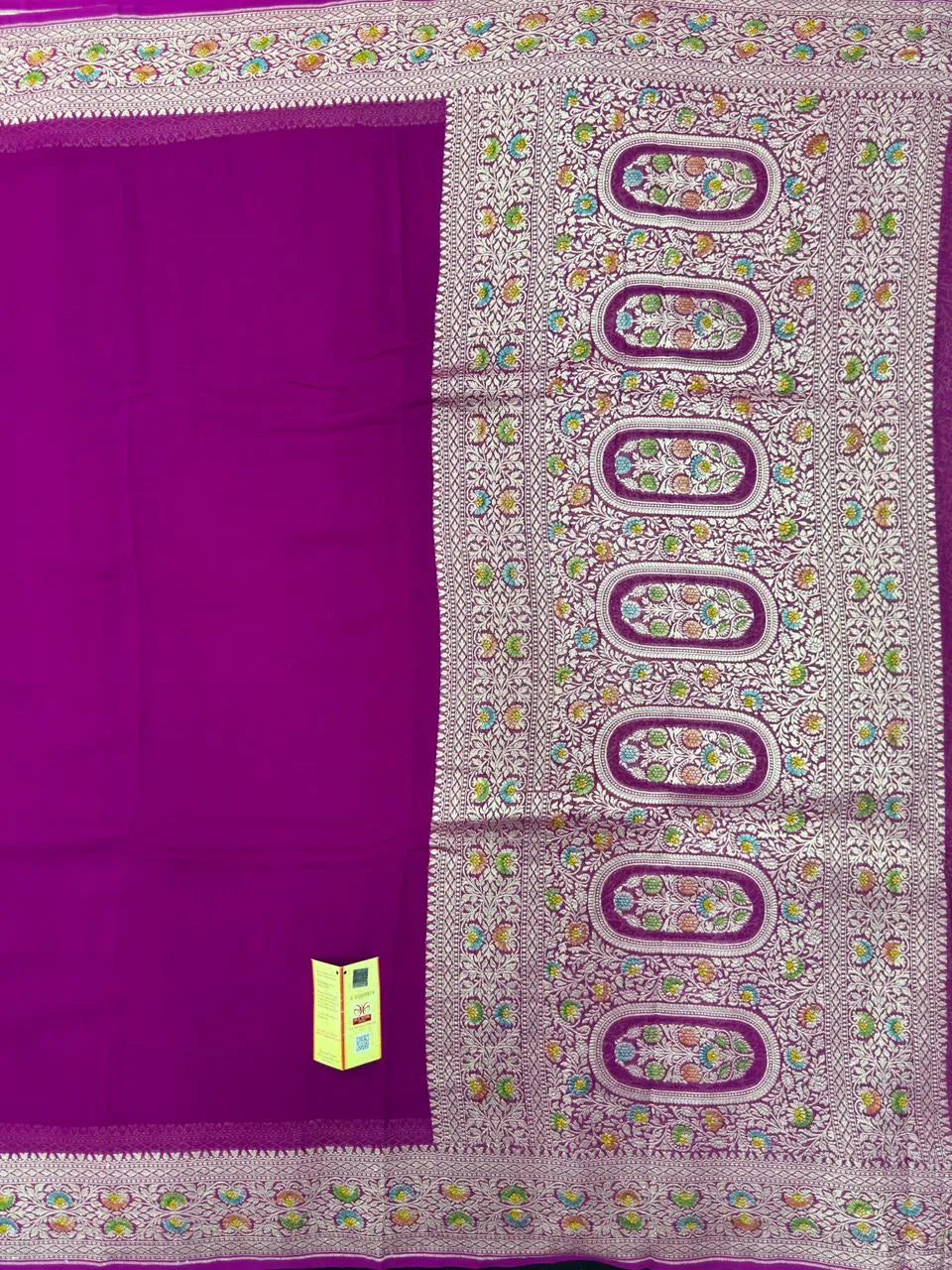 Pure Khaddi Georgette Plain Meena Saree – Elegant Weave with Subtle Zari Charm 