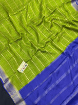 Pure Mysore silk saree with smooth texture and zari border – perfect for weddings and festive wear