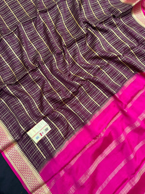 Pure Mysore silk saree with smooth texture and zari border – perfect for weddings and festive wear