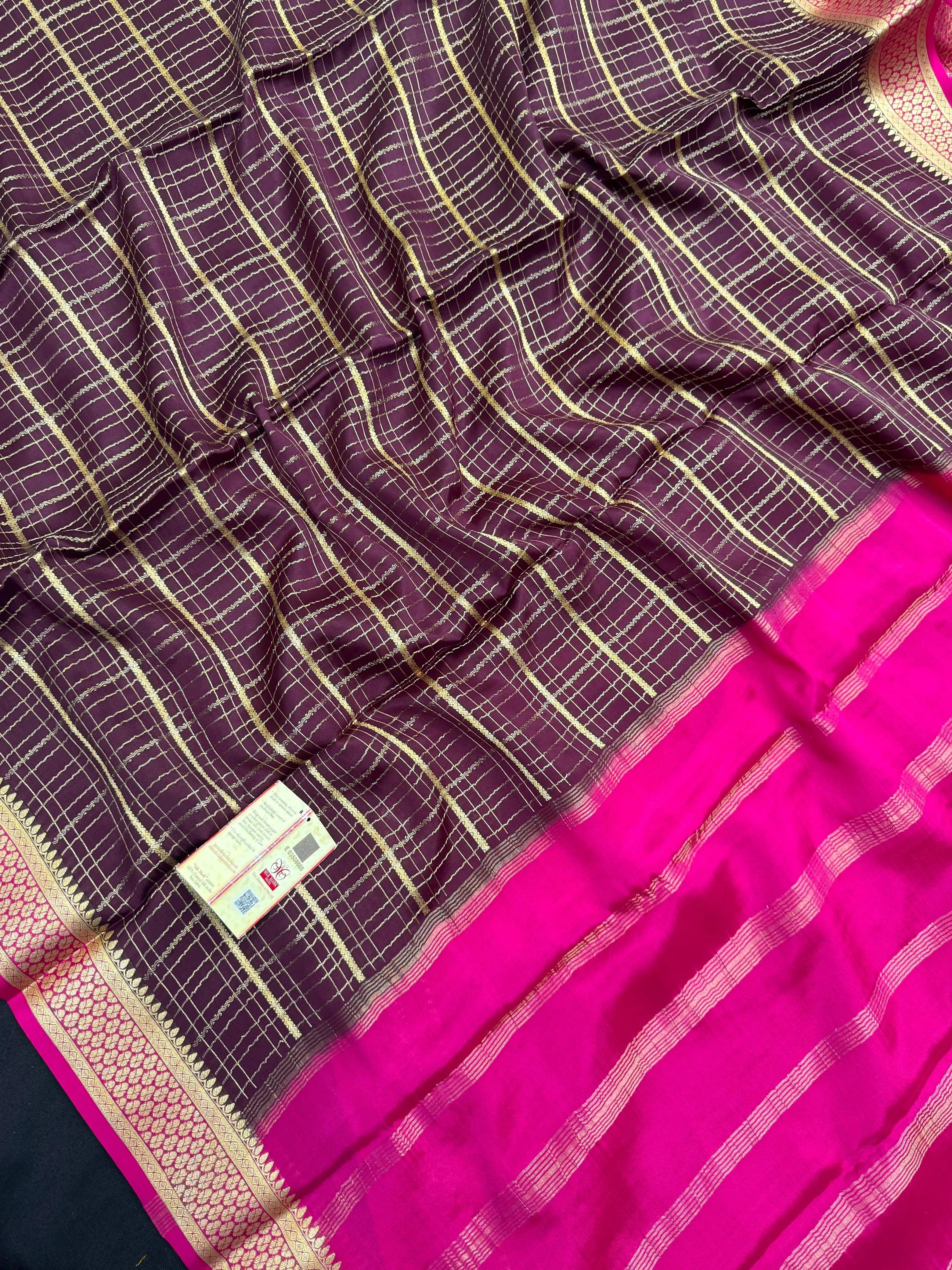 Pure Mysore silk saree with smooth texture and zari border – perfect for weddings and festive wear