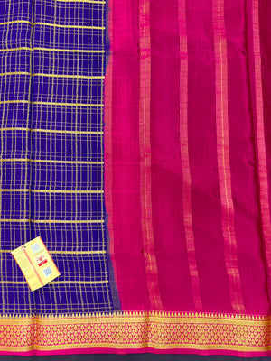 Pure Mysore silk saree with smooth texture and zari border – perfect for weddings and festive wear