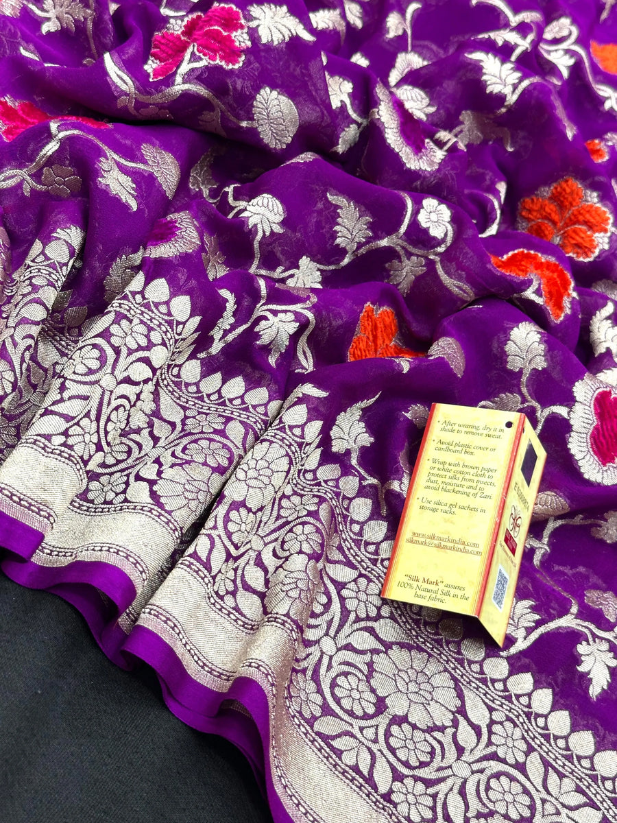Charming Pure Georgette Silk Saree with Smooth Texture (Velvet)