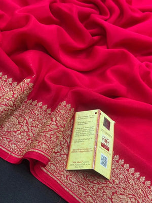 Elegant Pure Banarasi Crepe Silk Saree for Festive Grace 