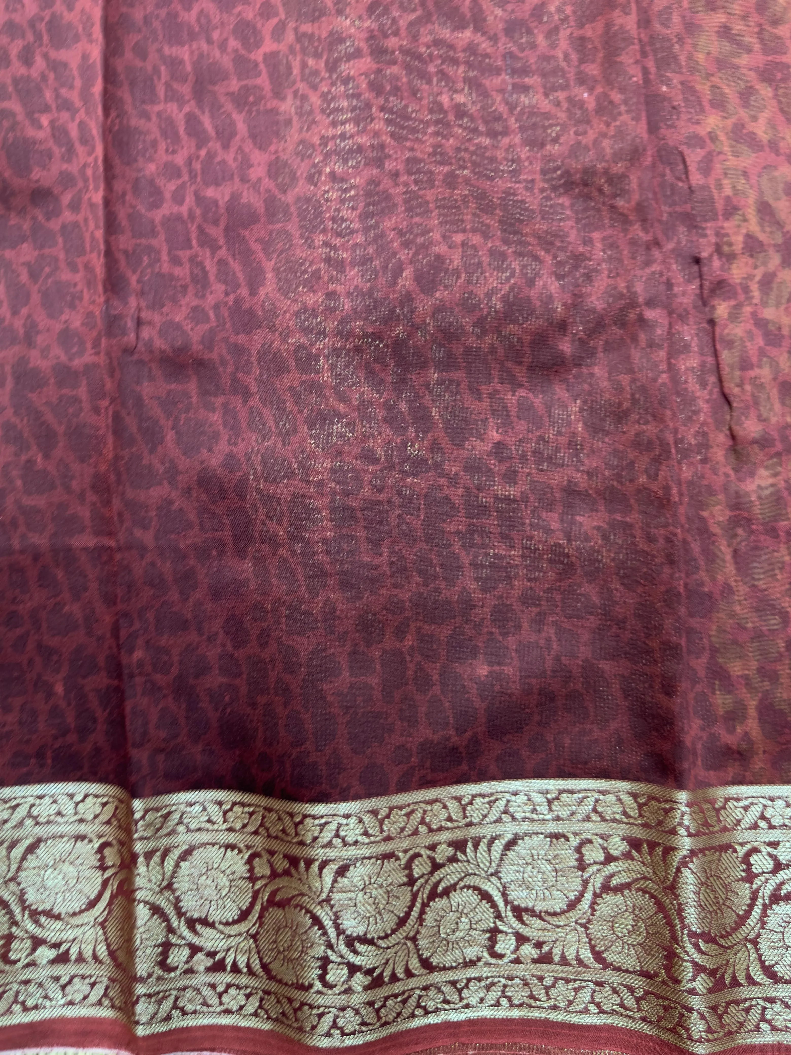 "Pure Chinya Silk Saree featuring rich texture and vibrant colors, offering a luxurious drape and perfect for weddings, festive occasions, and special events."