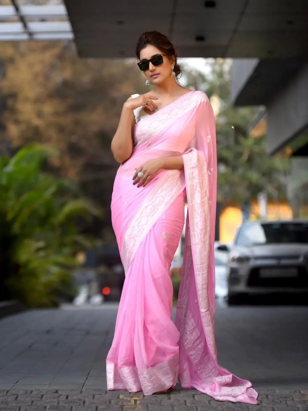 Banarasi Self-Color Pure Khaddi Chiffon