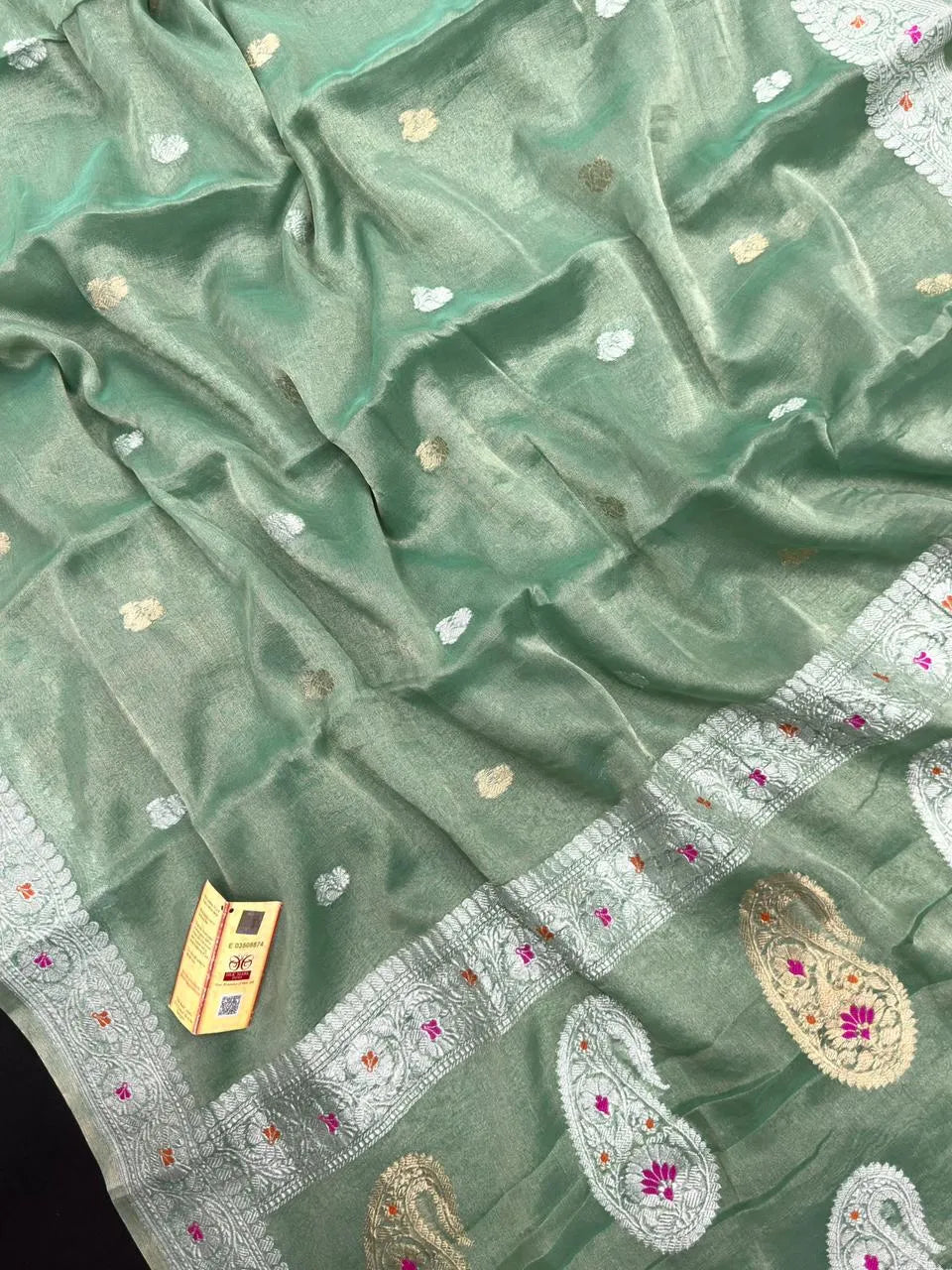 Ethereal Grace – Pure Khaddi Chiffon Tissue Silk Saree