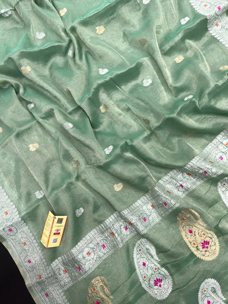 Ethereal Grace – Pure Khaddi Chiffon Tissue Silk Saree