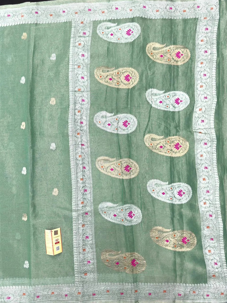 Ethereal Grace – Pure Khaddi Chiffon Tissue Silk Saree