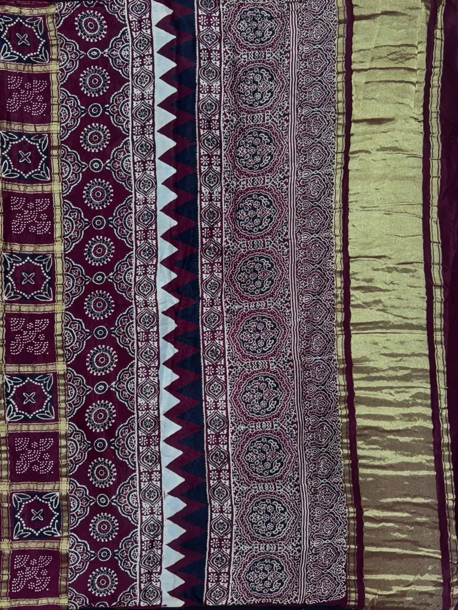 Designer Ajrak Saree – Ethnic & Festive Wear (Queen of Cairo)