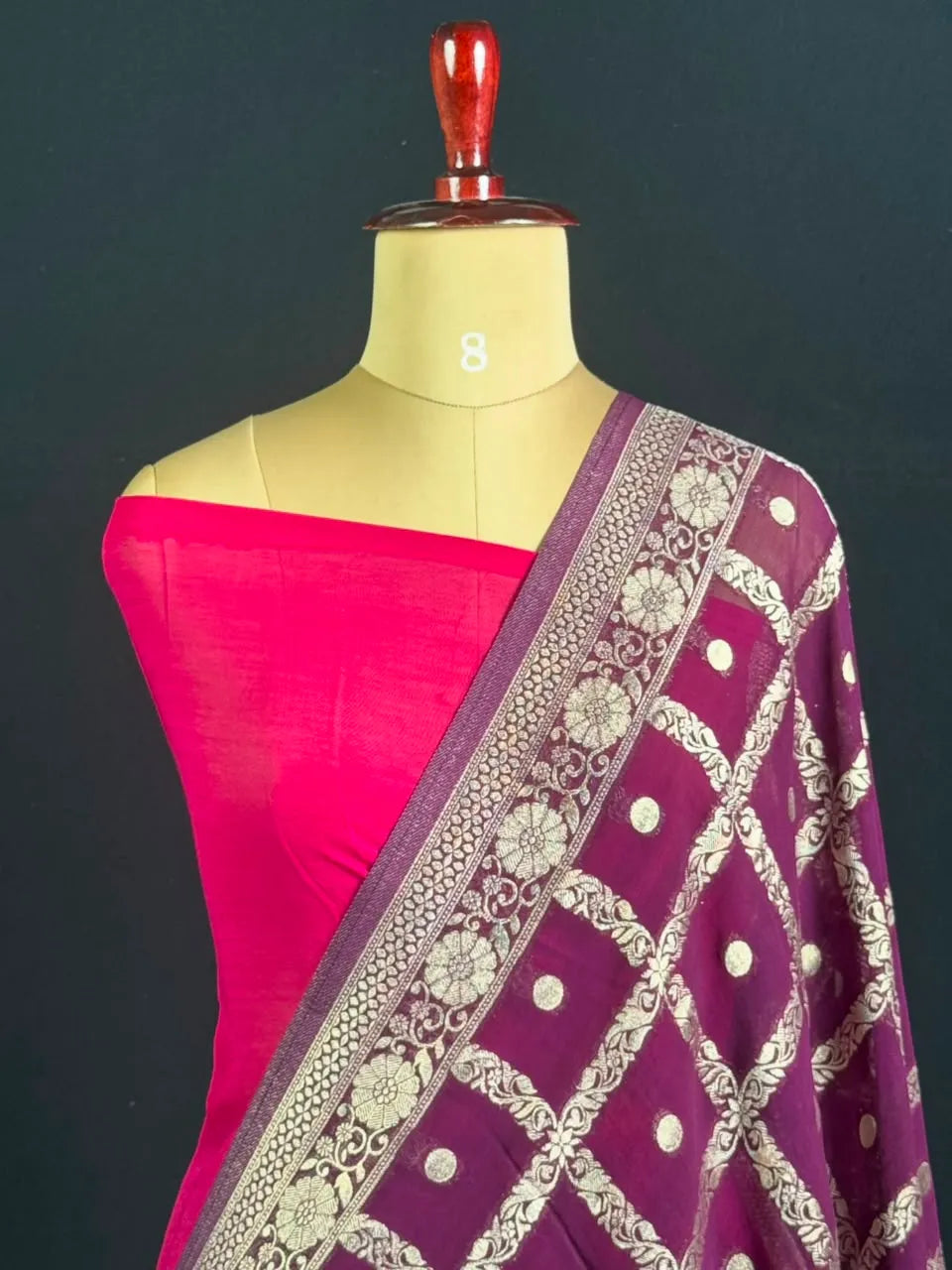 Regal Checks Semi Georgette Silk Saree