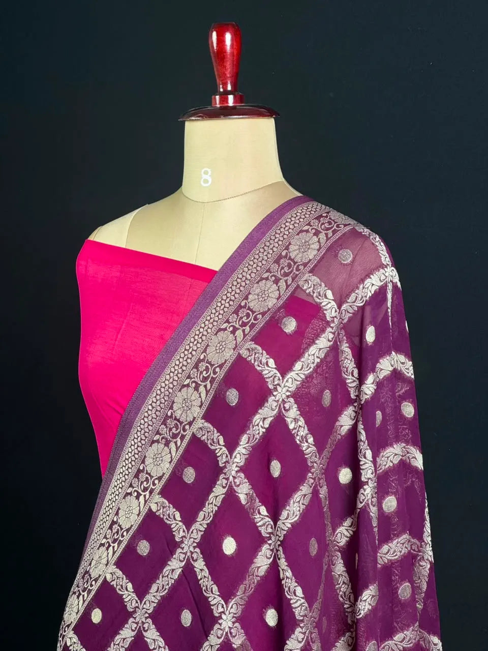 Regal Checks Semi Georgette Silk Saree