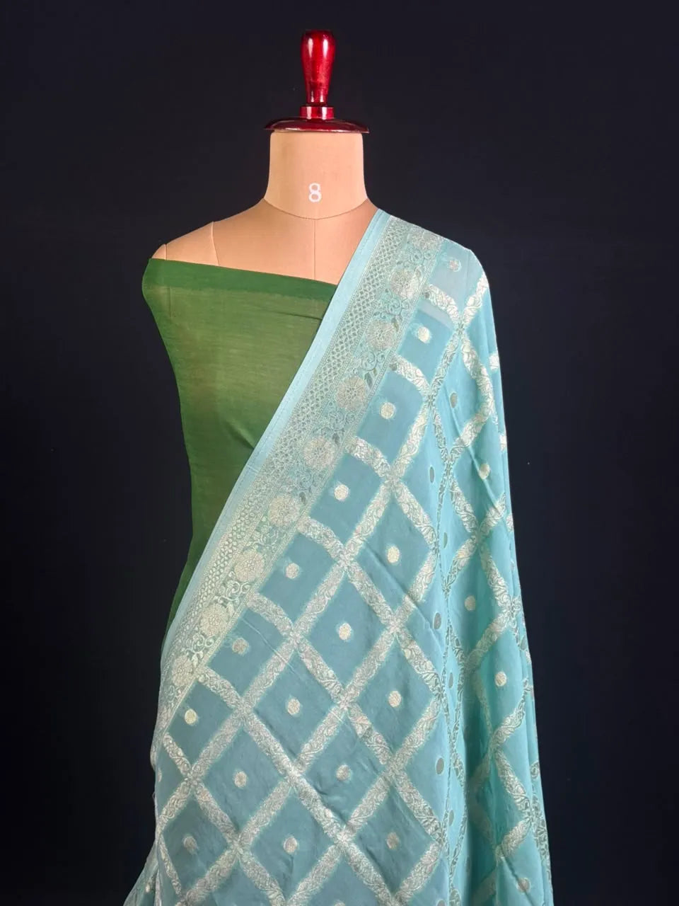 Regal Checks Semi Georgette Silk Saree