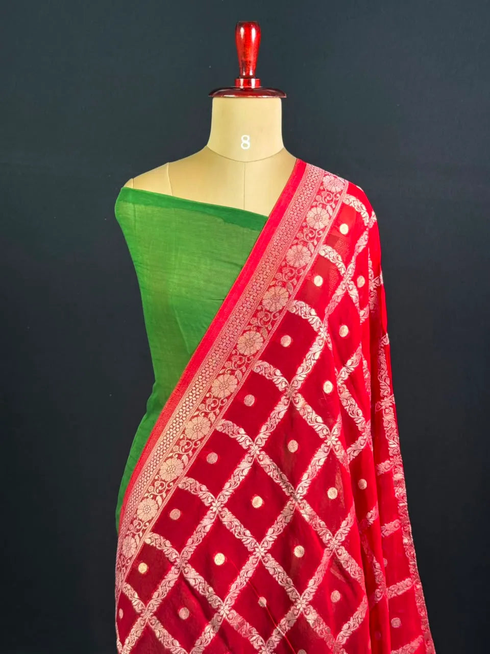 Regal Checks Semi Georgette Silk Saree