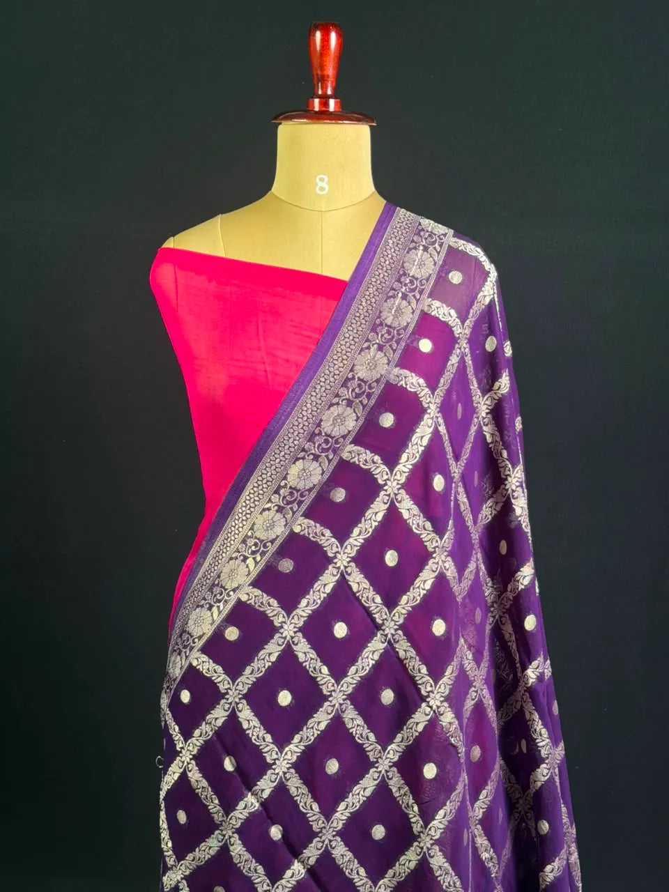 Regal Checks Semi Georgette Silk Saree