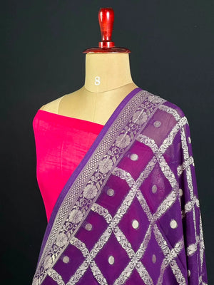 Regal Checks Semi Georgette Silk Saree