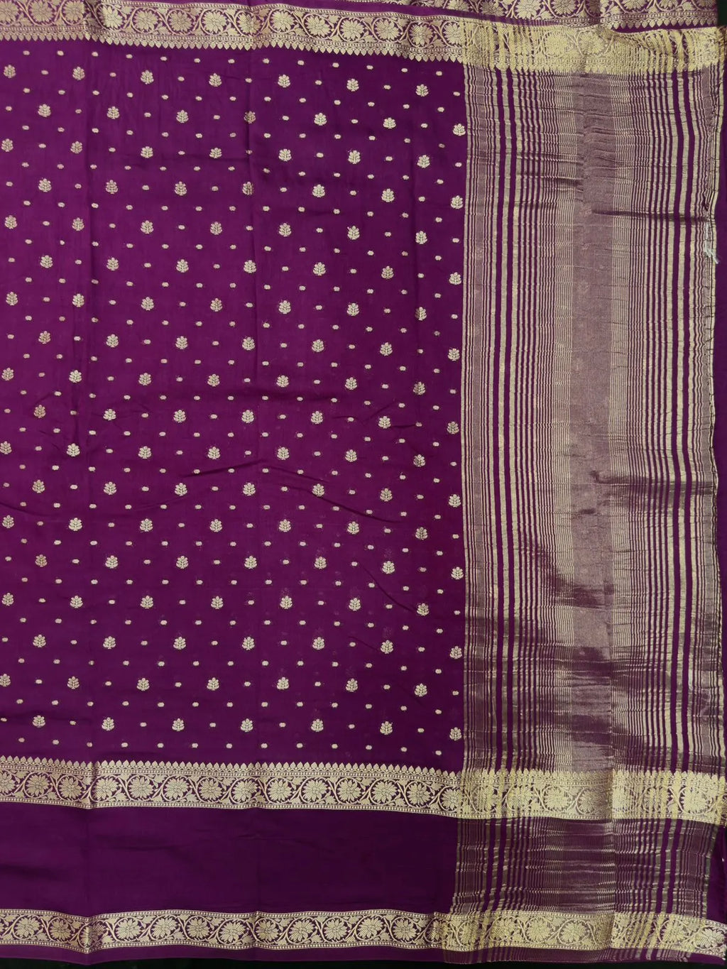 Handcrafted Semi Mysore Crepe Silk Saree – Perfect Festive Wear (RMS Crape) 