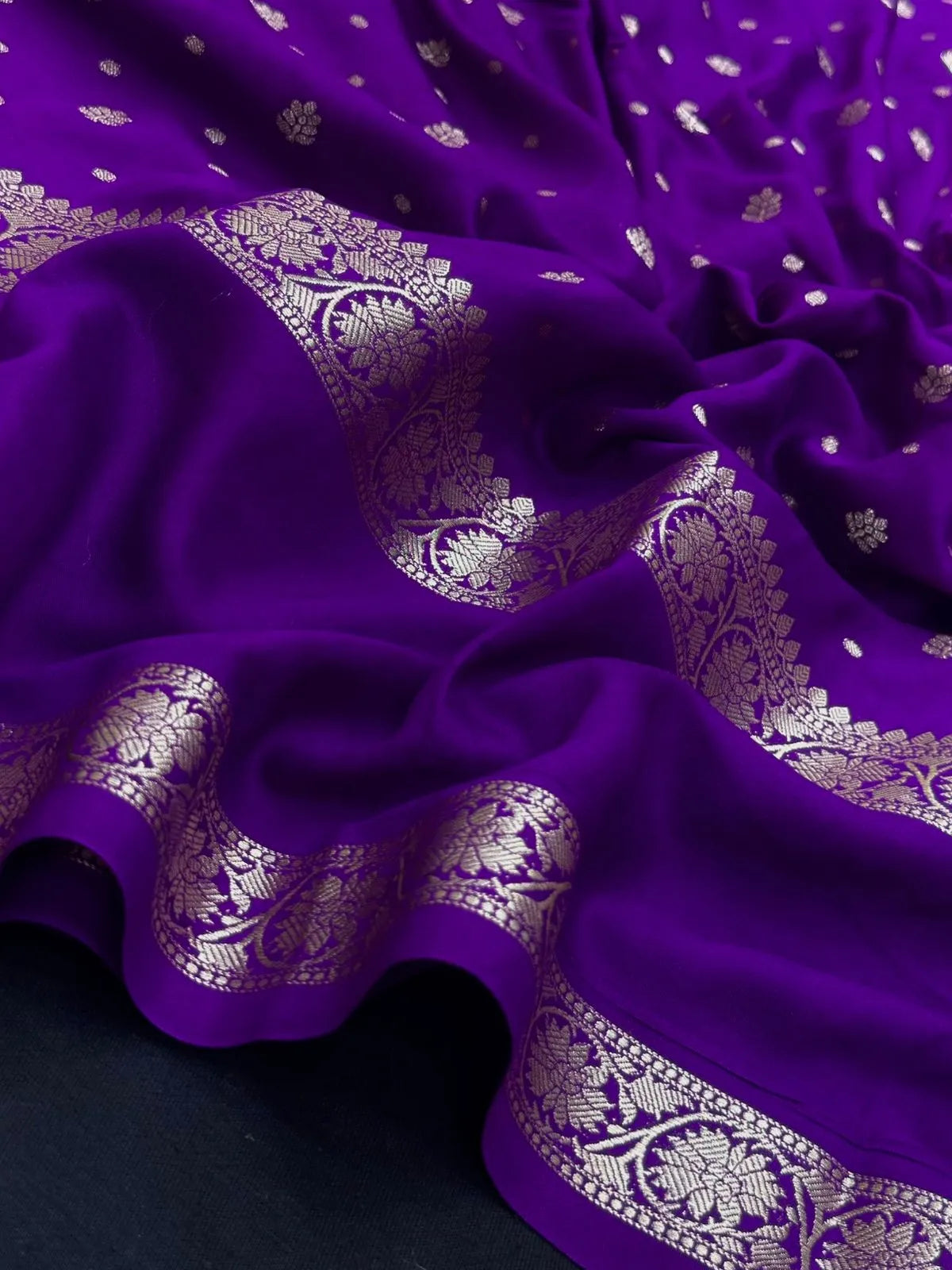 Handcrafted Semi Mysore Crepe Silk Saree – Perfect Festive Wear (RMS Crape) 