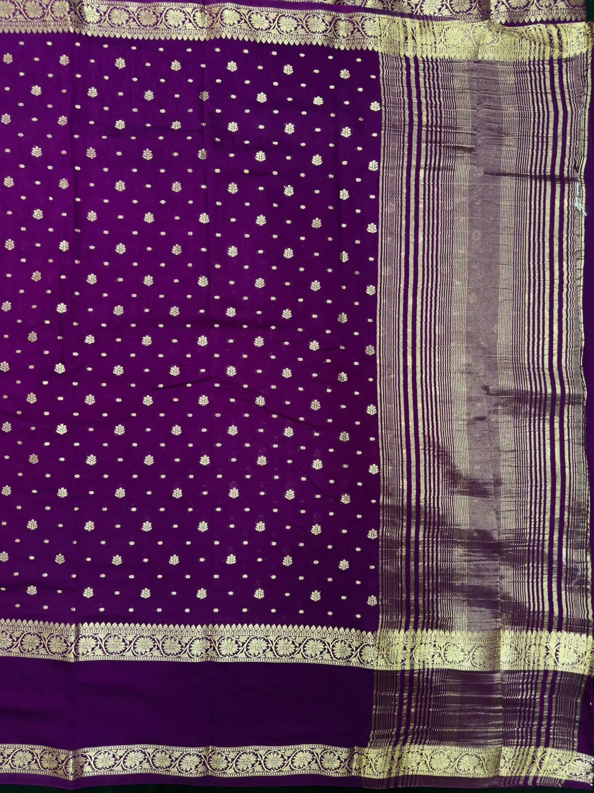 Handcrafted Semi Mysore Crepe Silk Saree – Perfect Festive Wear (RMS Crape) 