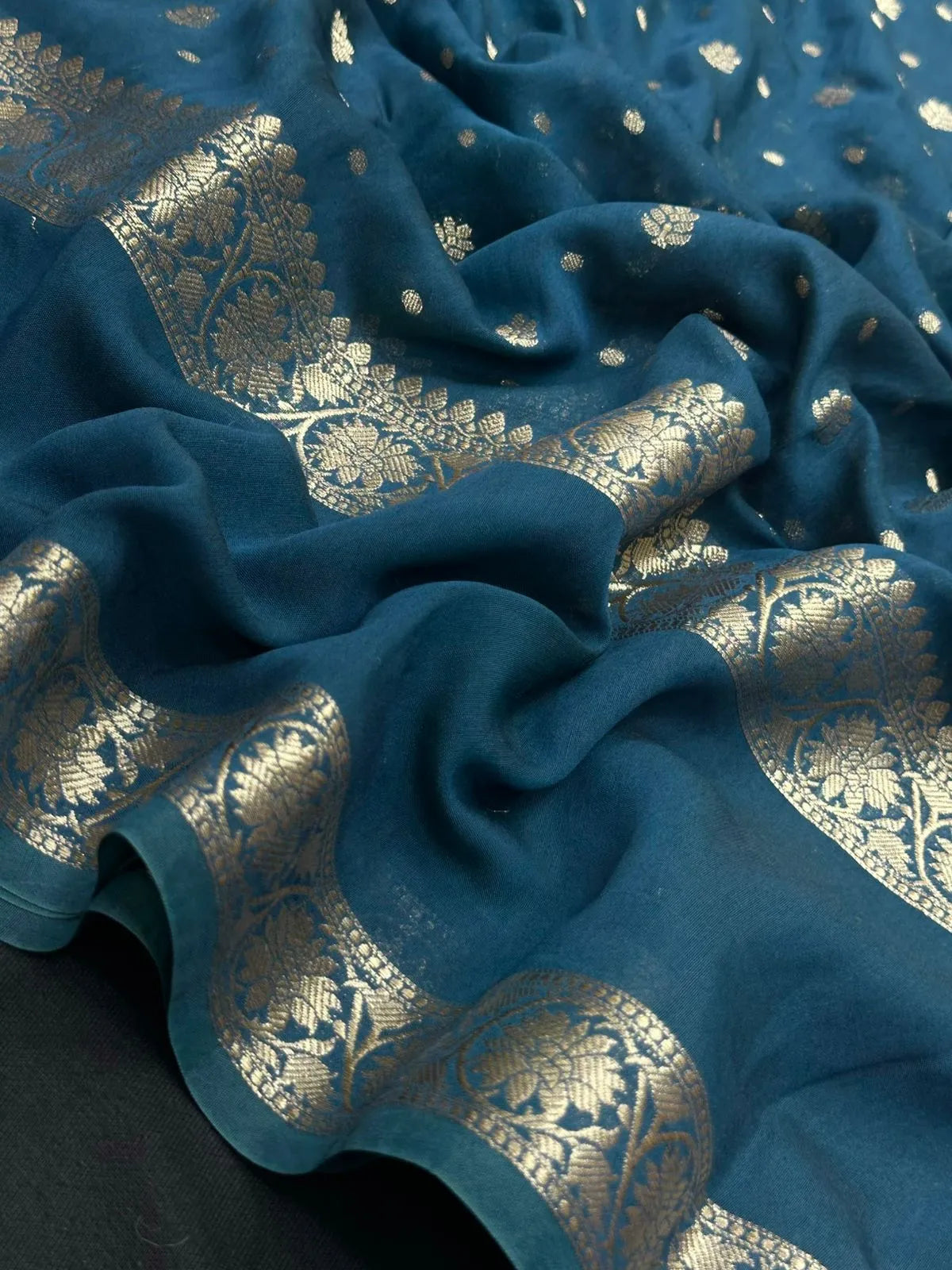 Handcrafted Semi Mysore Crepe Silk Saree – Perfect Festive Wear (RMS Crape) 