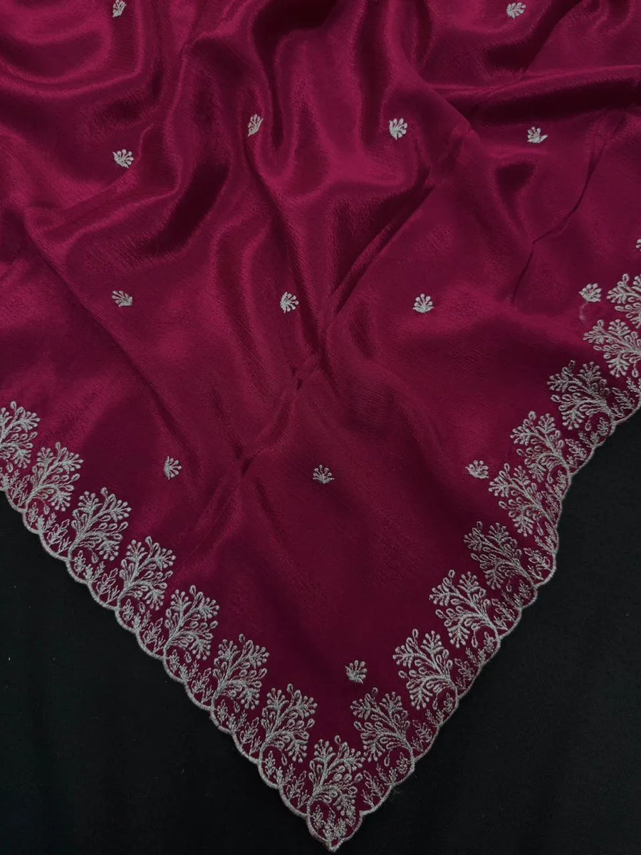 Soft Flowing Georgette Crush Saree for Elegant Look-Royal Rose